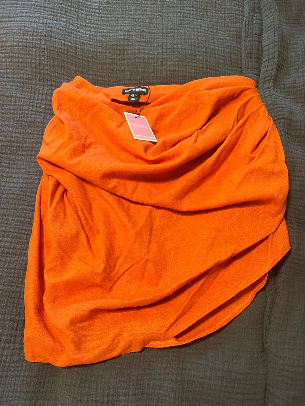 Missguided Orange Asymmetrical Draped Mini Skirt